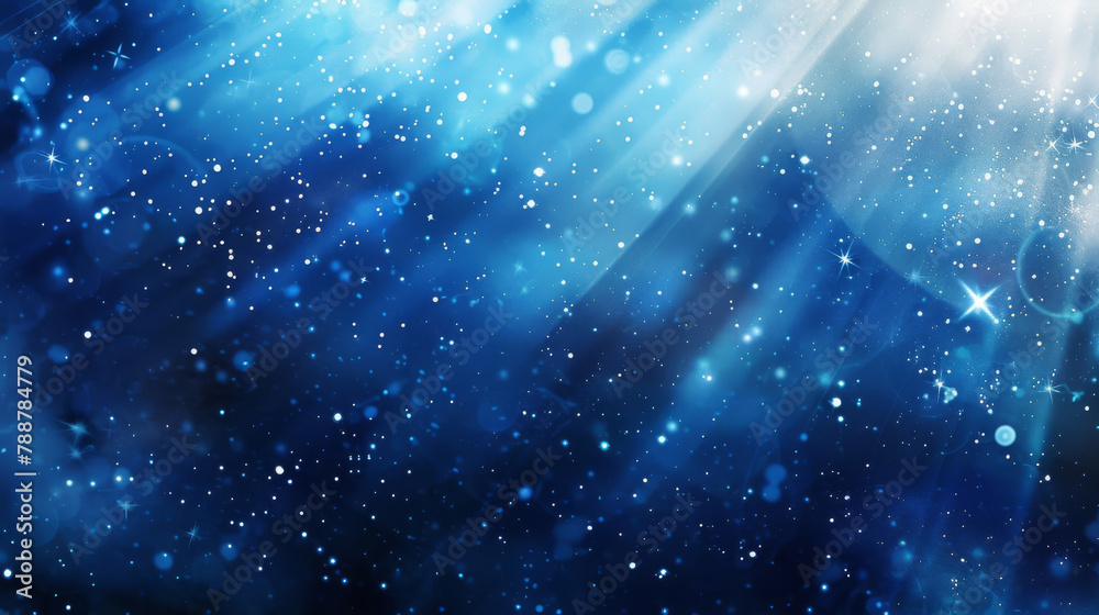 Abstract cosmic background with blue nebula and stars
