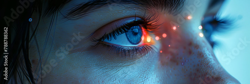 Illustration of Futuristic Woman, Close shot of a woman eyes like a technological eye