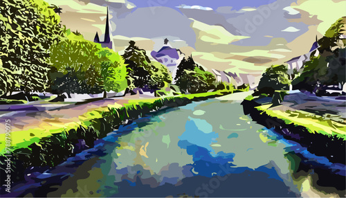 Landscape with river and mountains