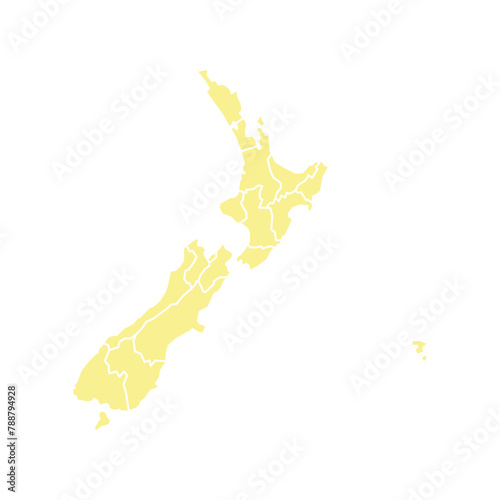 Silhouette and colored (creamy) new zealand map