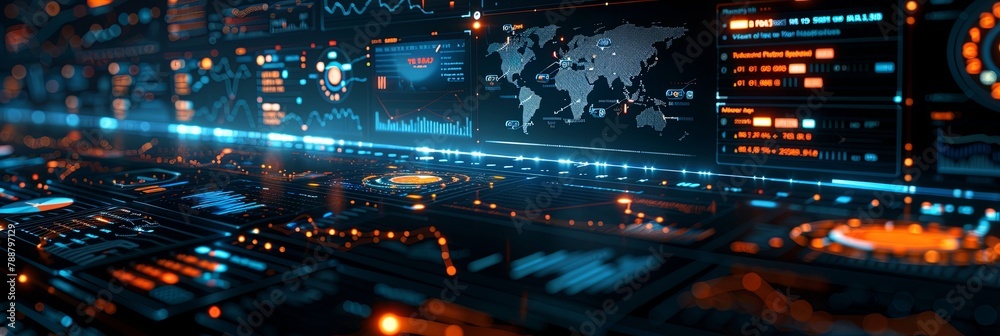 Analytics Nexus: Complex Infographic Interface and Global Data Analytics Nexus: Complex Infographic Interface and Global Data