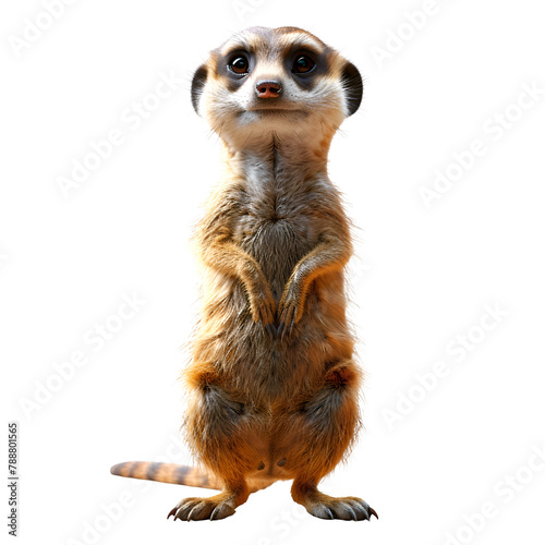 A 3D animated cartoon render of a meerkat champion standing tall. photo