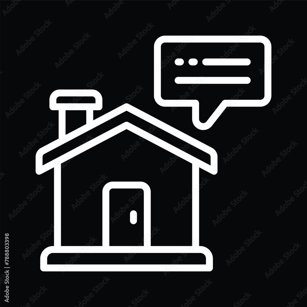 home with bubble icon outline home with bubble icon outline