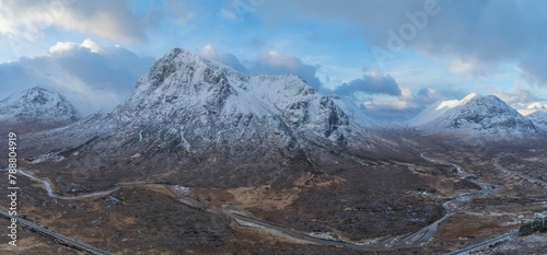 Scenic winter view of Glencoe in Scotland