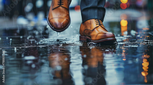 雨の日に歩く革靴 photo