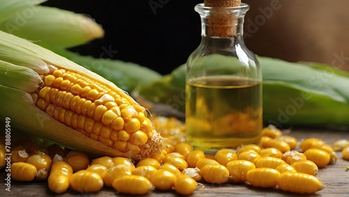 Wholesome Ingredients: Corn and Corn Oil on White Background