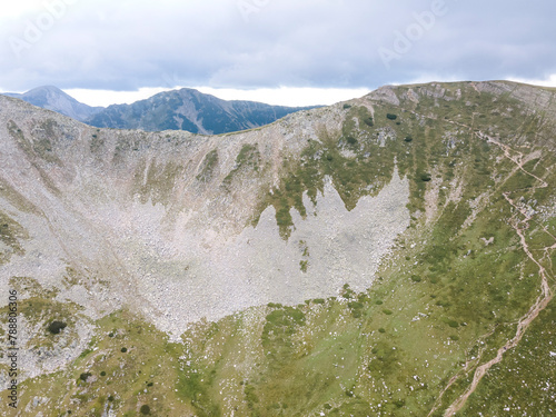 Aerial view of Pirin Mountain near Vihren Peak, Bulgaria