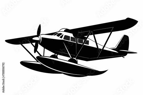 seaplane silhouette vector illustration