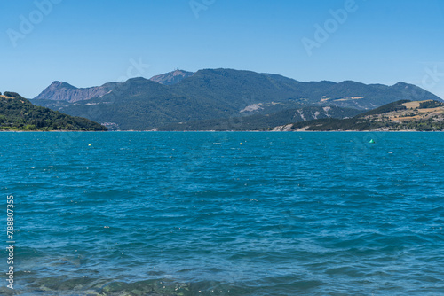 Scenic view overlooking the Lake of Serre-Poncon, Hautes-Alpes, France