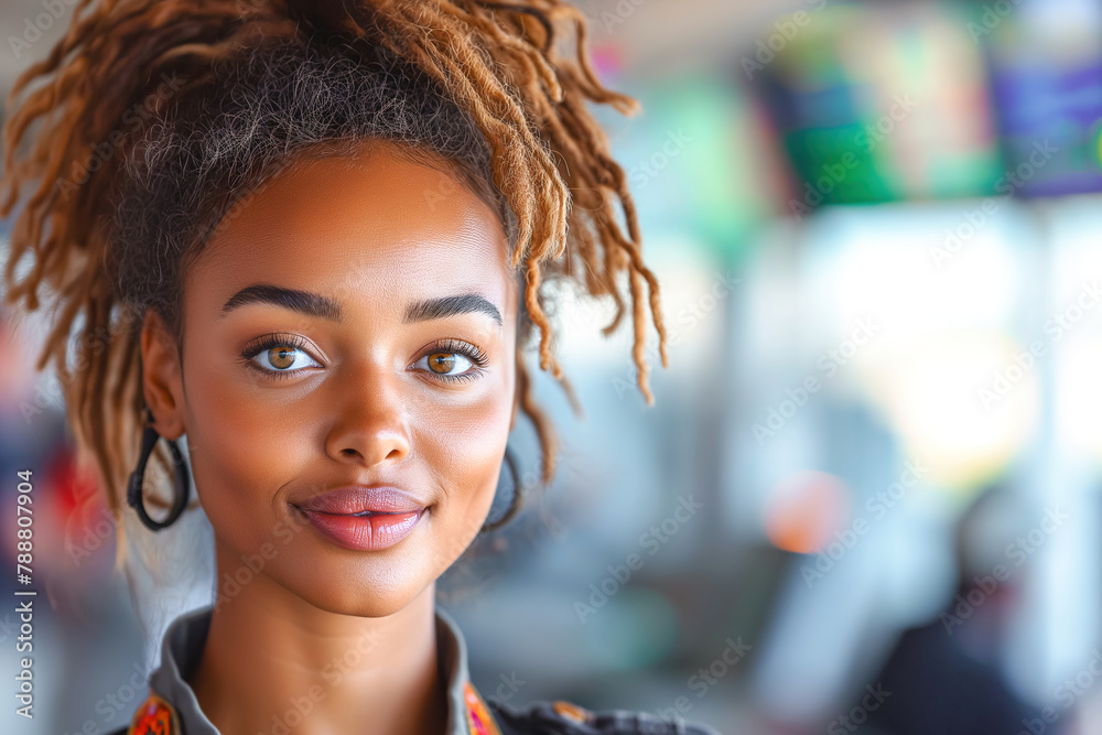 Young African American woman, aerospace technician at work Young African American woman, aerospace technician at work