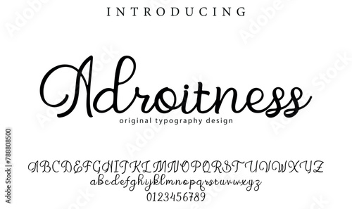 Adroitness Font Stylish brush painted an uppercase vector letters, alphabet, typeface