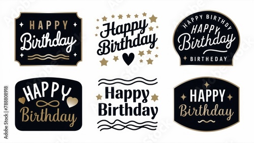happy birthday vector style label