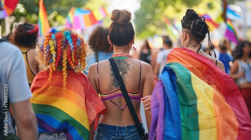 PEOPLE AT AN LGBT MARCH SUPPORTING photo
