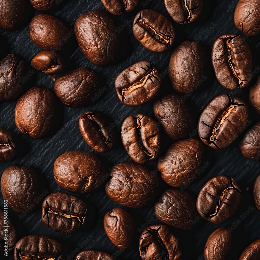 Dark Elixir: Close-Up of Brown Roasted Coffee Beans