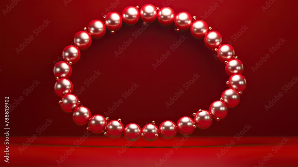 3D rendering of a simple elegant red background with a circle of red pearls. 3D rendering of a simple elegant red background with a circle of red pearls.