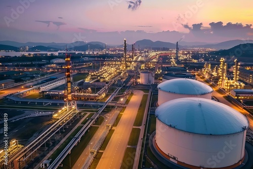 massive industrial complex with lng storage tank modern energy infrastructure landscape photo