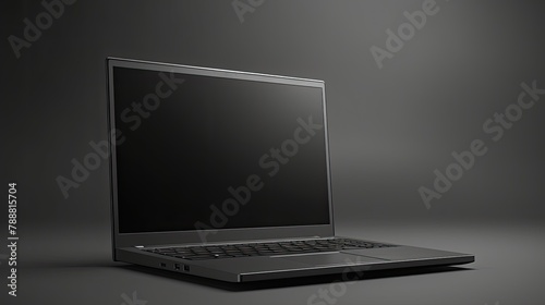 Laptop open on a dark background. 3D illustration.