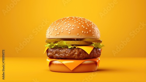 A delicious-looking hamburger with all the fixings, including lettuce, tomato, onion, and cheese.