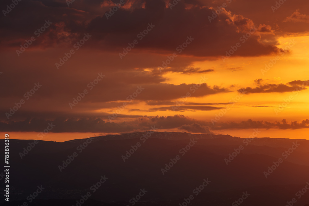 Silhouette of Serra da Estrela at Sunset