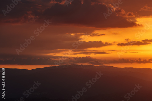 Silhouette of Serra da Estrela at Sunset © ontronix