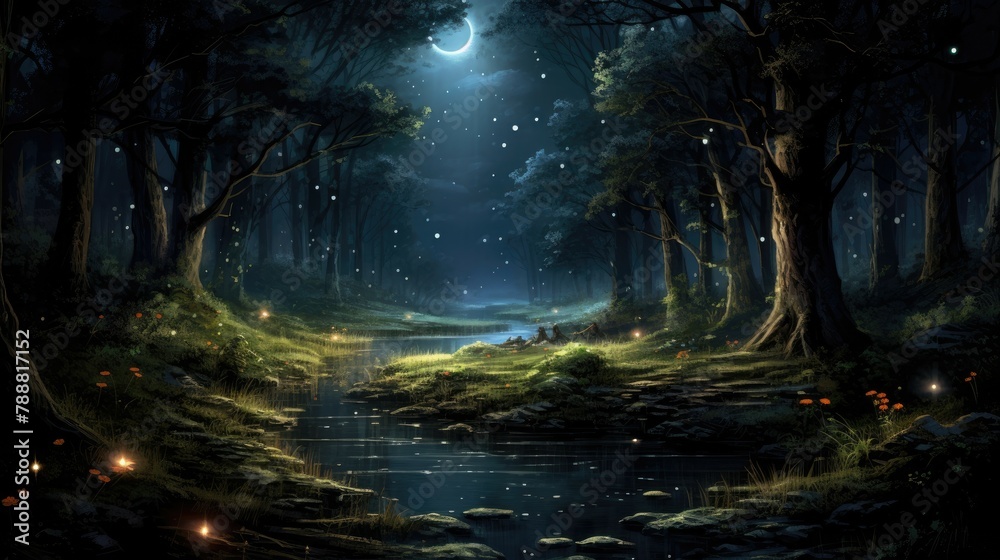 The moonlit forest is a beautiful and enchanting place. The soft light of the moon filters through the trees, creating a magical atmosphere. The moonlit forest is a beautiful and enchanting place. The soft light of the moon filters through the trees, creating a magical atmosphere.