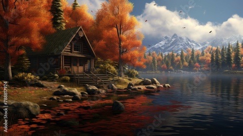 A cozy lakeside cabin nestled in the mountains. The perfect place to relax and enjoy the peace and quiet of nature.