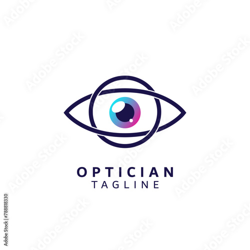 Optician Logo Design Template Flat Style Vector Illustration	
