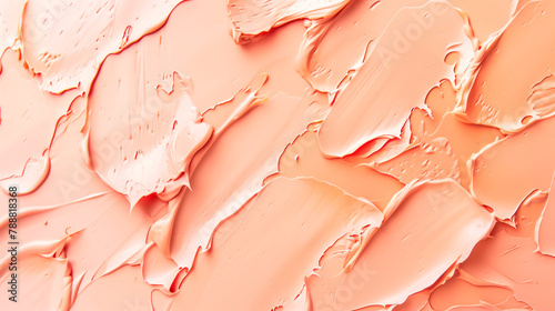 Abstract background of creamy peach-colored cosmetic foundation. Smooth texture with subtle variations in 13-1023 Peach Fuzz color. Perfect for beauty product promotions or design-oriented concepts.