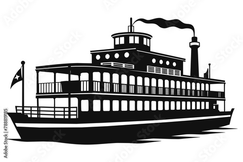 riverboat silhouette vector illustration photo