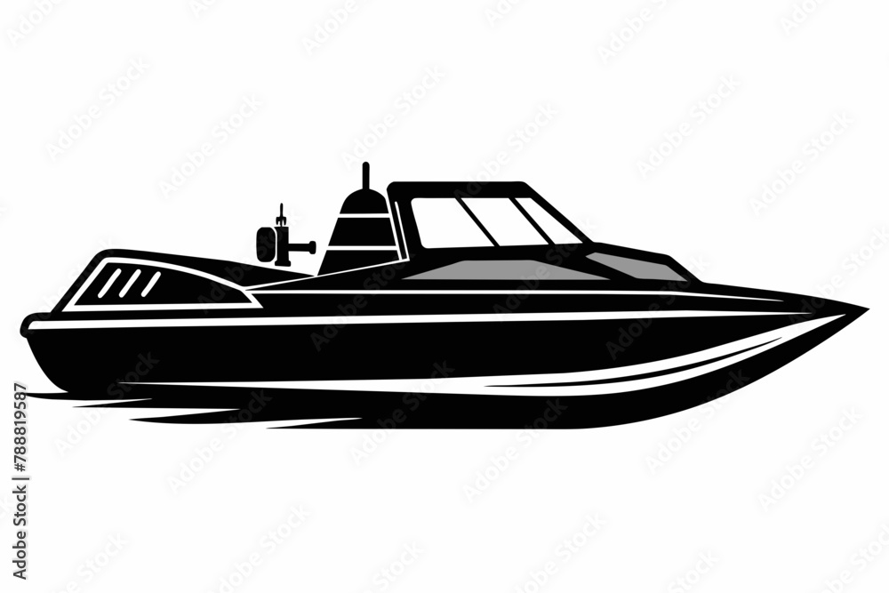 jetboat silhouette vector illustration