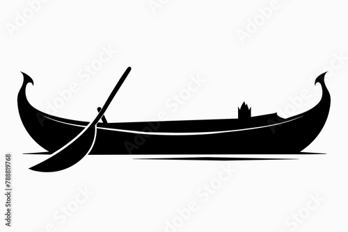 river pirogue silhouette vector illustration