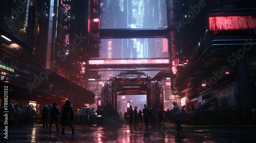 A stunning digital painting of a futuristic city street scene.