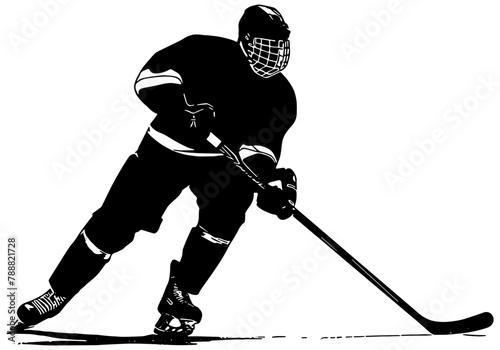 ice hockey player silhouette, isolated 