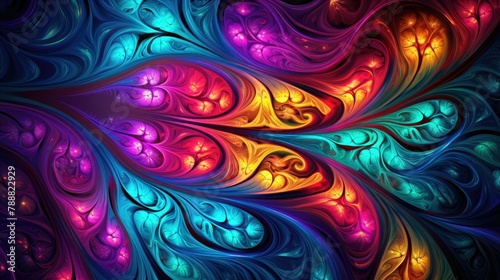 Fantastic colorful floral fractal. This can be used as a background image for any project. photo