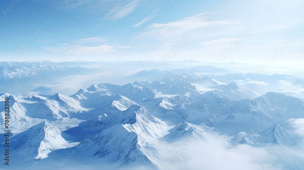Fototapeta premium This is a beautiful landscape photograph of snow-capped mountains.