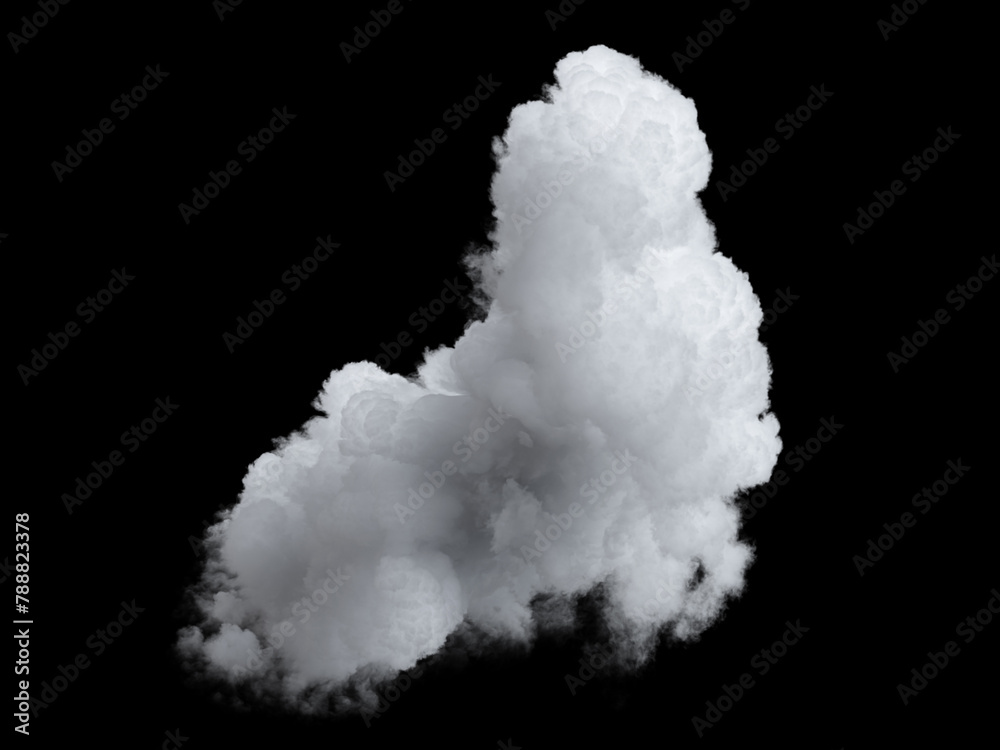 3d rendering, abstract white realistic cloud isolated on black background. Sky clip art element 3d rendering, abstract white realistic cloud isolated on black background. Sky clip art element
