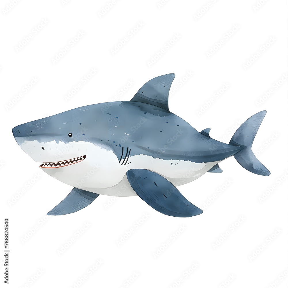 Obraz premium Shark Drawing: Cute, Dreamy, and Colorful Illustration