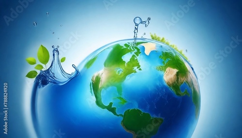 Saving water and world environmental protection concept. Earth  globe  ecology  nature  planet concepts created with generative ai 