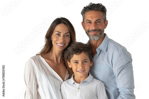 Caucasian European family with couple posing with their son posing over isolated transparent background © Pajaros Volando
