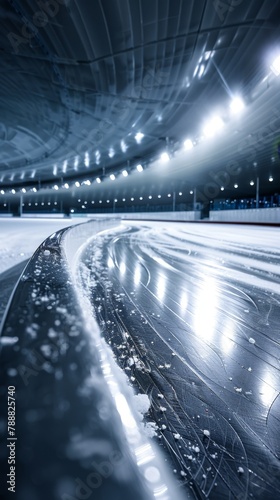 Blurry photo of a track in a stadium. Sport background . Vertical background  photo