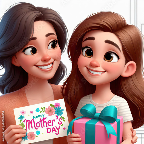 Happy Mother's Day cartoon image isolated on white background. 