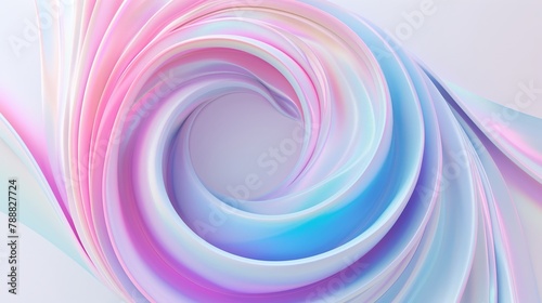 3D render of fluid spiral line on white background  iridescent colors  minimalistic design. Generated by artificial intelligence.