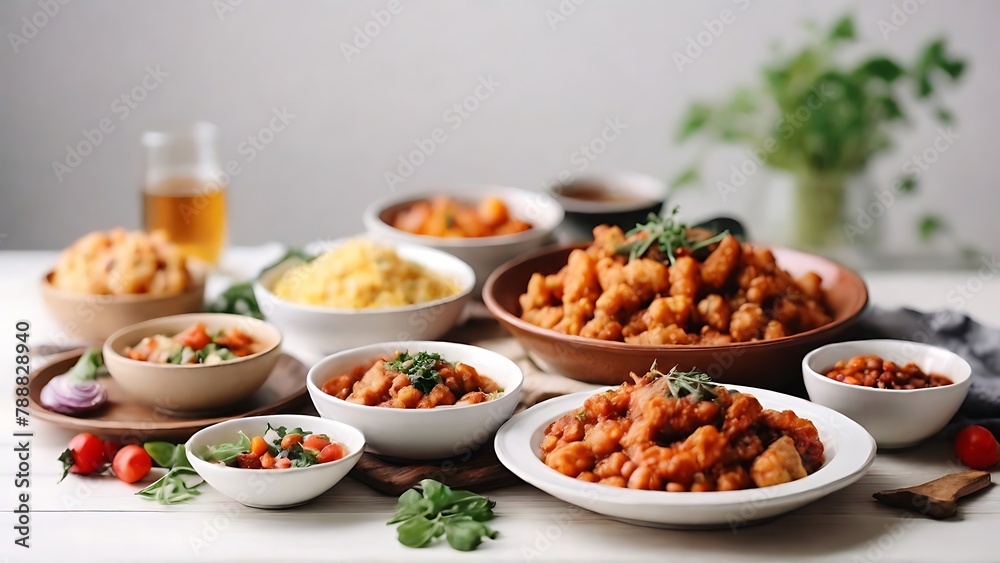 Street Food Isolation: Close-Up Photo Taken from Above, White Background