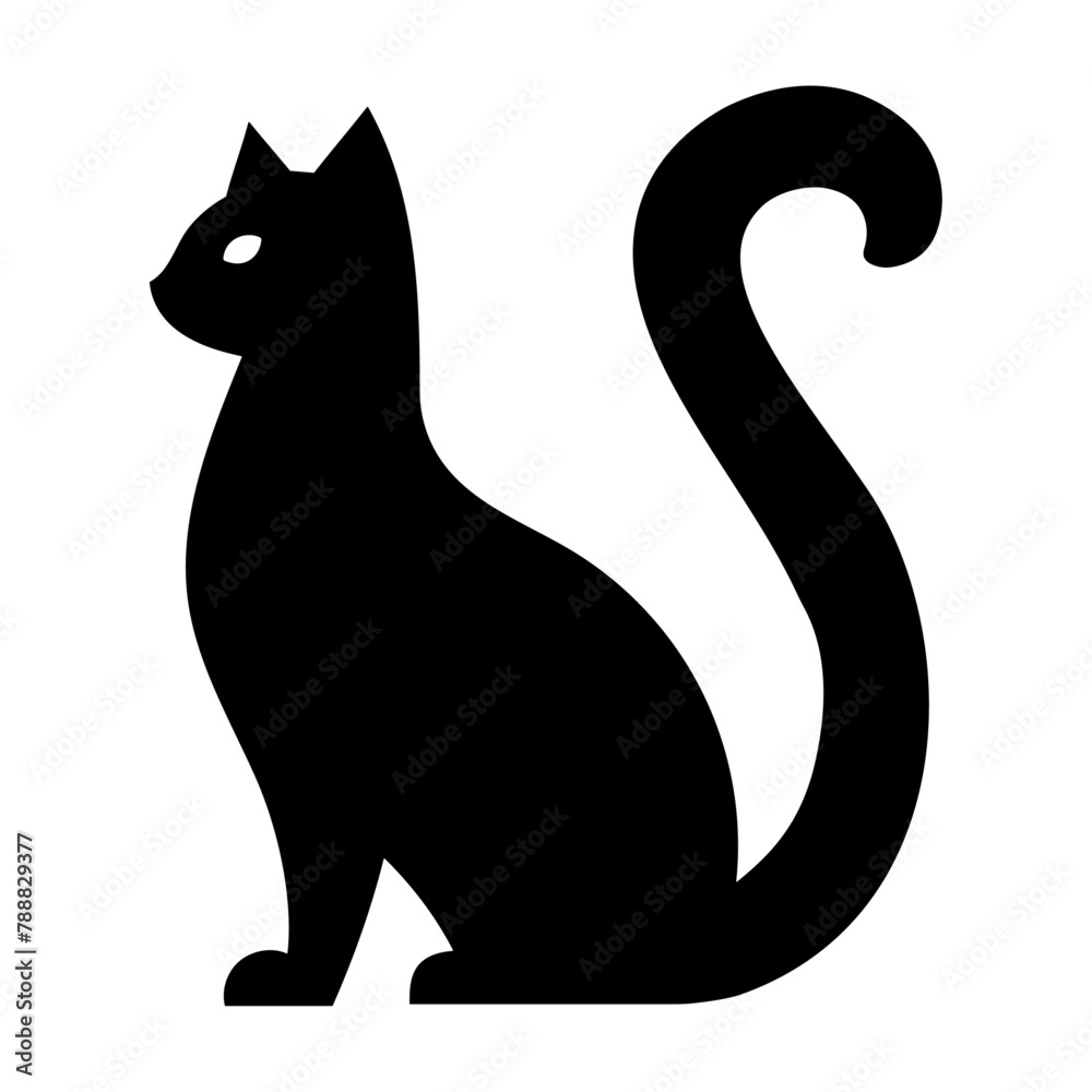 Regal Feline: A Flat Illustration of a Proud Black Cat, Exuding Elegance and Confidence in Minimalistic Style. Regal Feline: A Flat Illustration of a Proud Black Cat, Exuding Elegance and Confidence in Minimalistic Style.