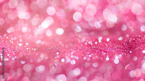Pink background, sparkling pink glitter with a white bokeh effect. Generated by artificial intelligence.