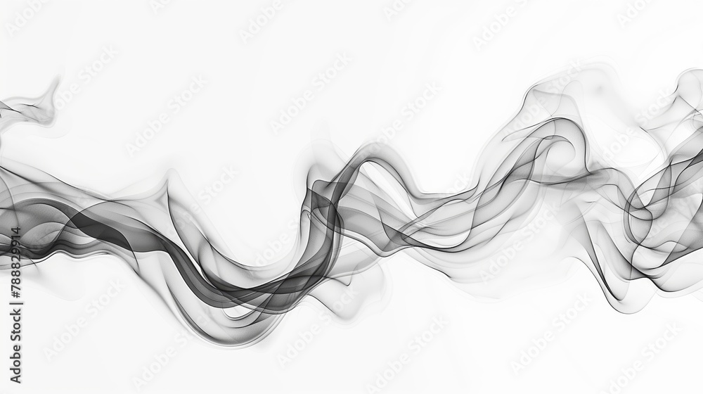 An abstract smoke shape crafted with flowing lines and delicate curves against a white background. Generated by artificial intelligence.