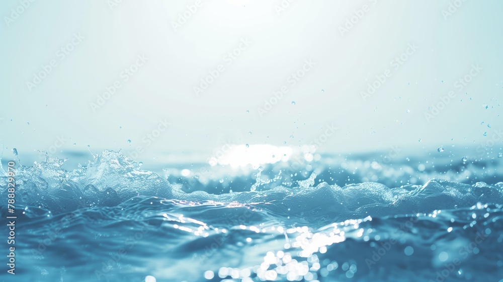 A clean, minimalistic background image of water with small waves and splashes. Generated by artificial intelligence. A clean, minimalistic background image of water with small waves and splashes. Generated by artificial intelligence.