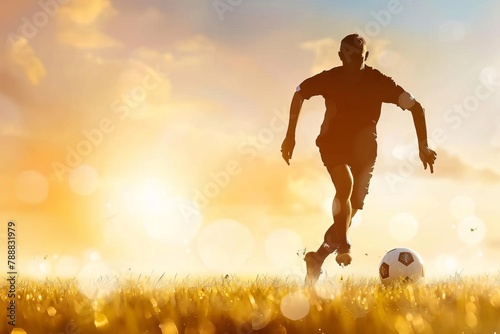soccer football player silhouette with ball empty space for text sports poster banner design