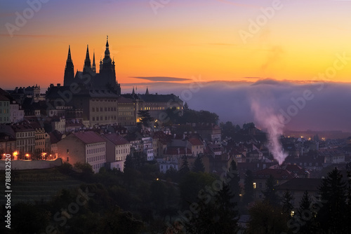 Morning view at Saint Vitus cathedral in Prague, Czech republic.