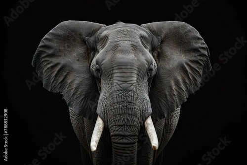 striking closeup portrait of an elephant against a black background digital animal art © Lucija